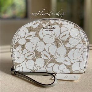 Kate Spade White and Gold Floral Wristlet